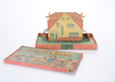 Lot 1564 - A Chad Valley Works ‘Dollie’s Home’ cardboard collapsible dolls’ house, 1910-20