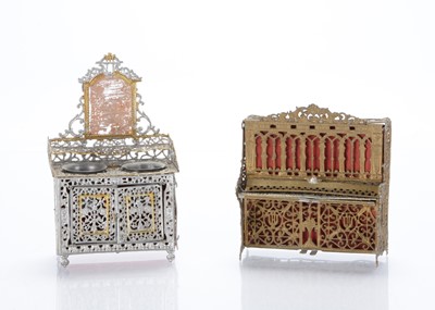 Lot 1567 - A late 19th century German soft metal dolls’ house upright piano
