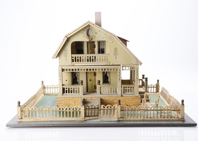 Lot 1574 - An unusual 1930s Wagner dolls’ house with garden, 1930s