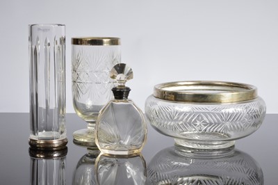 Lot 16 - Four glass and silver mounted items