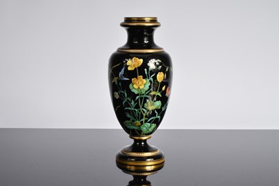 Lot 17 - An early 20th century Moser style black glass vase