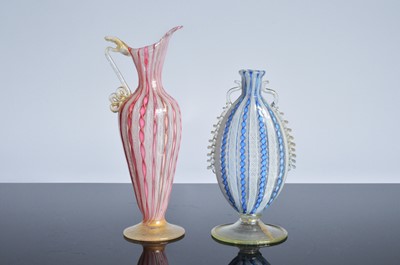 Lot 21 - Two 19th century Venetian Murano glass latticino items
