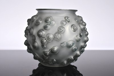 Lot 26 - A 1920s Lalique Palissy grey glass vase by Rene Lalique