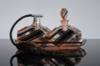 Lot 29 - An Art Deco glass dressing table set