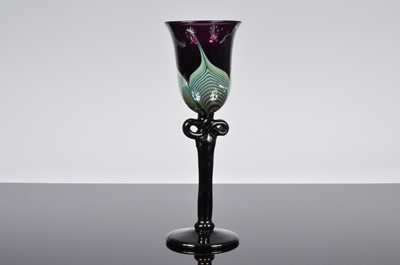 Lot 44 - A 1970s American glass goblet by Roland C. Correia