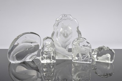 Lot 46 - Five second half 20th century glass sculptures by Mats Johansen