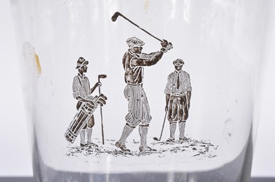 Lot 54 - An Art Deco period golf related glass cocktail shaker