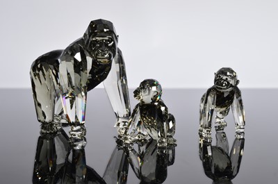 Lot 66 - Three Swarovski Gorillas Mother and Baby