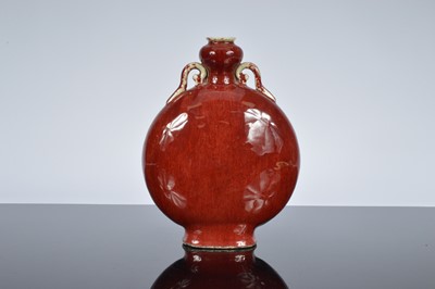 Lot 94 - A fine antique Chinese porcelain sang du beouf moon flask vase