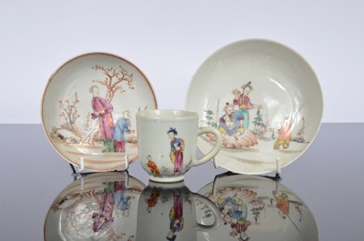 Lot 101 - An antique Chinese porcelain teacup and saucer and another saucer