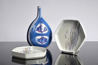 Lot 124 - A pair of Royal Copenhagen porcelain plates and a Danish porcelain vase