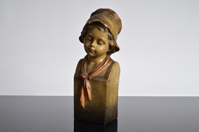 Lot 138 - An Art Nouveau period Goldscheider bust of a young girl after Periqot