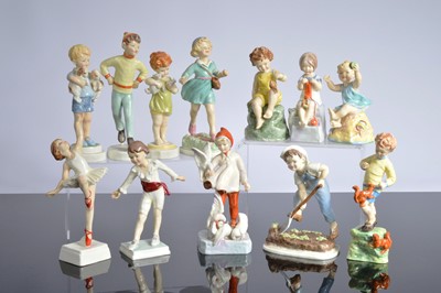 Lot 139 - Twelve Royal Worcester porcelain figures modelled after Freda Doughty