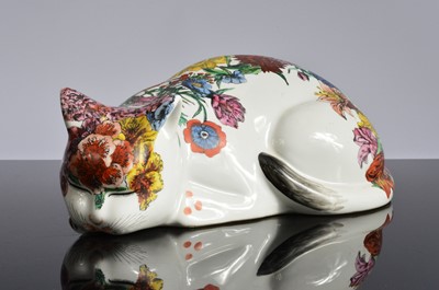 Lot 144 - A modern Fornasetti ceramic recumbent pussy cat