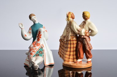 Lot 166 - Two Russian pottery figures