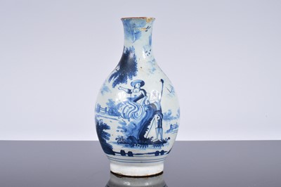 Lot 194 - An 18th century British delft blue and white pottery bottle vase