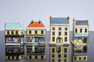 Lot 204 - Four modern Royal Crown Derby porcelain mini houses and shops