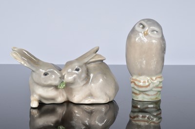 Lot 207 - Two small Royal Copenhagen procelain animal groups