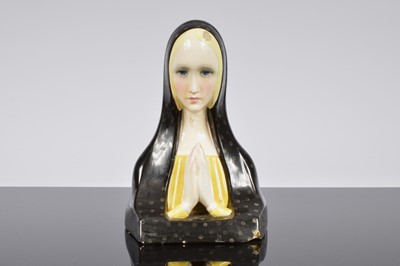 Lot 214 - A 1930s Lenci pottery bust of a praying Madonna
