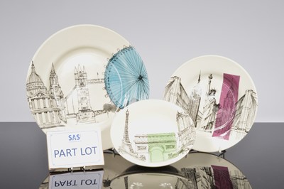 Lot 215 - A modern set of six Poole Pottery "Cities in Sketches" set of plates