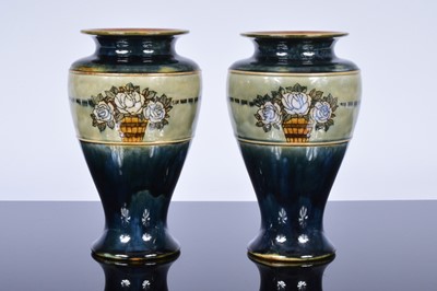 Lot 220 - A pair of Royal Doulton stoneware vases