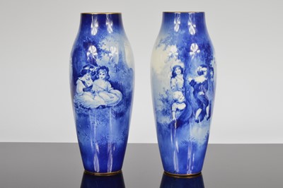 Lot 223 - Two Royal Doulton Blue Children Vases