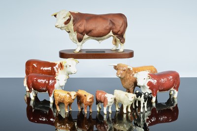 Lot 243 - A collection of eleven Beswick Cattle