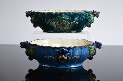 Lot 281 - A pair of majolica planetrs