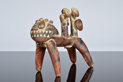 Lot 310 - John Maltby 1936 - 2020 stoneware figural group, 'King and Queen with Tiger'