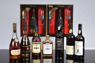 Lot 349 - A collection of nine bottles of Cognac's and Port