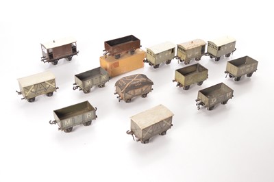 Lot 85 - Bassett-Lowke /Carette 0 Gauge Goods wagons (13)
