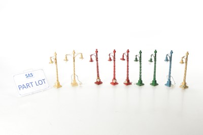 Lot 101 - Scratch built group of Single and Double lamp standards (16)