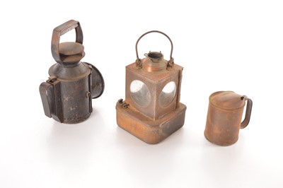 Lot 233 - LNER and BR Railway Lamps and Oil Can (3)