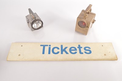 Lot 241 - Network Southeast Tickets Sign and Two Railway Signal Lamps (3)