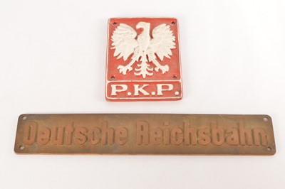Lot 248 - Deutsche Reichsbahn Brass Name Plate and P.K.P. Locomotive Plate (2)