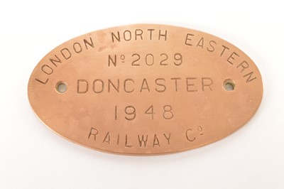 Lot 250 - Reproduction LNER Brass Works Plate 2029 BR Class A2 Locomotive Velocity 60538