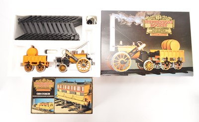 Lot 487 - A Hornby G100 3.5" Gauge Live Steam Stephenson's Rocket Set and G104 Coach (2)
