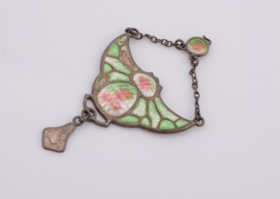 Lot 184 - A Charles Horner art nouveau silver and enamel pendant