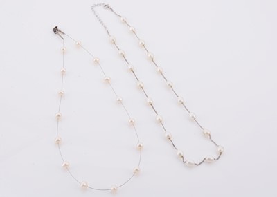 Lot 230 - A cultured pearl and silver necklace