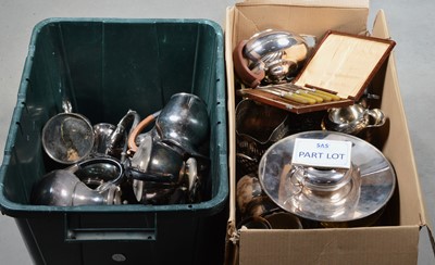 Lot 462 - Two boxes of silver plate and other metal wares