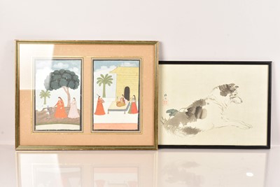 Lot 77 - A Japanese Ink Wash painting of a laying dog