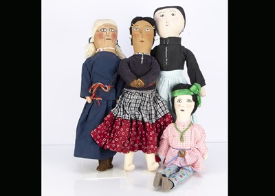 Lot 1351 - Four cloth Native American Indian squaw dolls