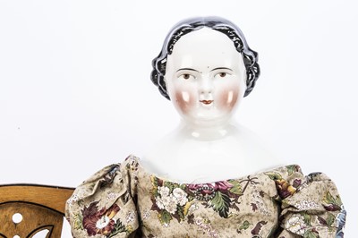 Lot 1363 - A large 19th century German china shoulder-head doll