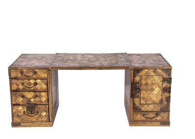 Lot 1398 - A large doll’s or apprentice piece Japanese kneehole desk