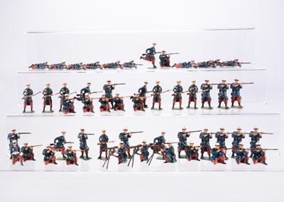 Lot 591 - Britains post WW2 version loose French Foreign Legion from set 2095 comprising original hollow-cast lead (36) and later white-metal copies (15)
