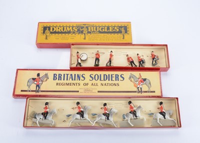 Lot 597 - Britains post WW2 boxed sets comprising 1948 6pce version of set 30 Drums and Bugles (Line infantry)