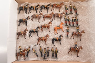 Lot 618 - Superb custom painted Britains 3rd and 11th Hussars at the halt comprising 11th Hussars mounted officer and sergeant with mounted bugler