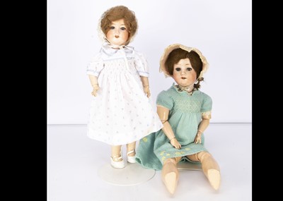 Lot 1413 - Two German bisque headed child dolls