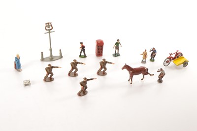 Lot 647 - Small selection of uncommon pieces by various makers including Timpo and Salco comprising Charbens rare telephone box complete with separate telephone