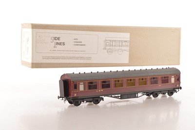 Lot 599 - 0 Gauge Third Class Corridor Composite Coach Period 2 LMS Crimson Lake 1604